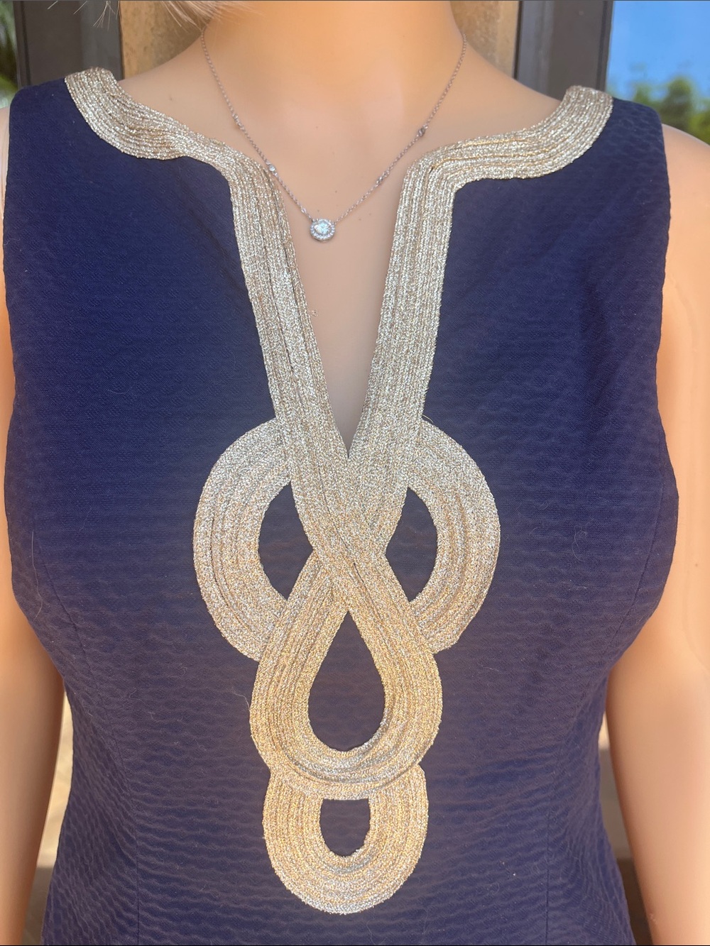 Lilly Pulitzer Navy Tank with Gold Embellished Neckline - Picture 2 of 10